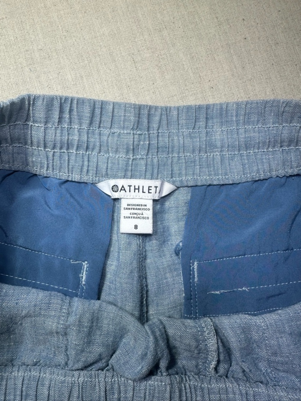 Athleta Light Blue Line Elastic Waist Wide Leg Pants Women’s Size 8 #summer - Picture 4 of 8